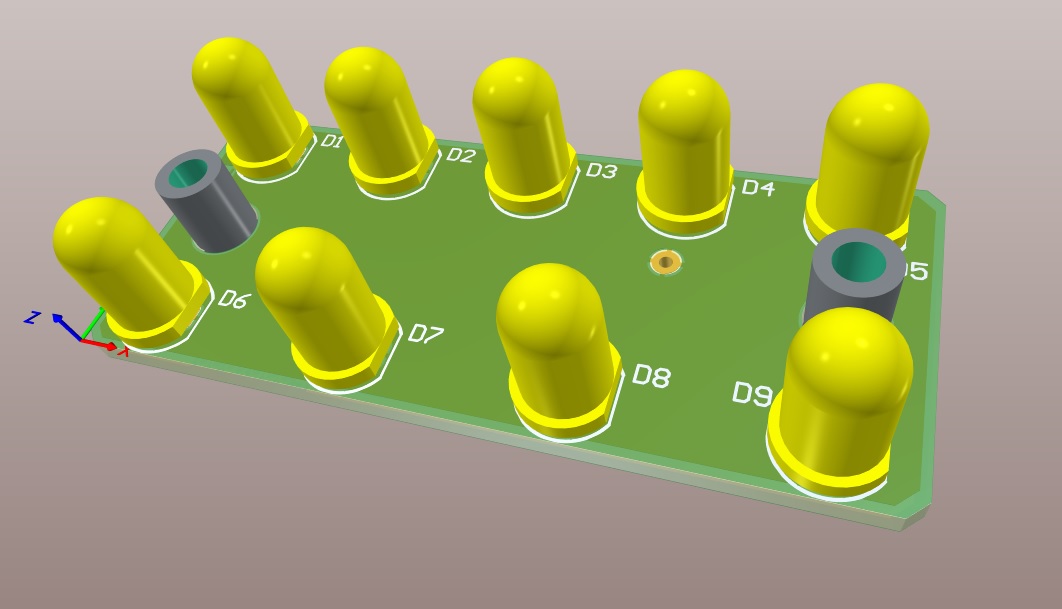 LED直径为5毫米的通孔版本，间距为2.54毫米。高度9..9.2毫米